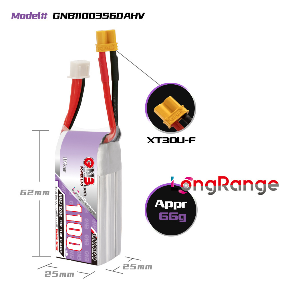 GNB 1100mAh 2S 3S 4S 6S 60C/12 - Drone Battery 3S recension och pris
