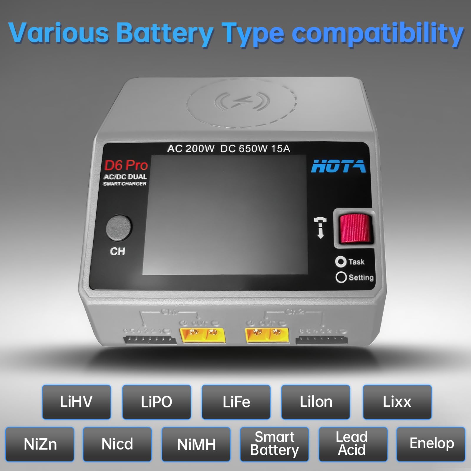 NEW HOTA D6 Pro Grey AC 200w D - Drone Battery Smart recension och pris
