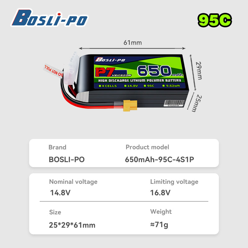 Boslipo P7 Version 650mAh 95C  - Drone Battery 6S recension och pris